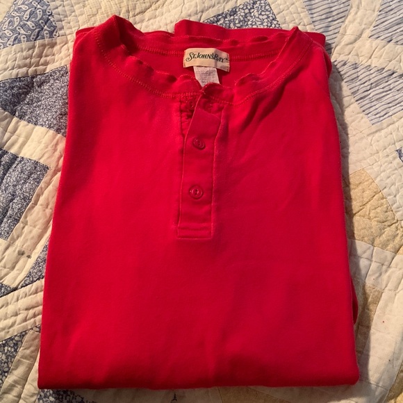 Men’s St. John’s Bay 100% Cotton Red Henley in Regular Size XL (46-48) - Picture 3 of 9